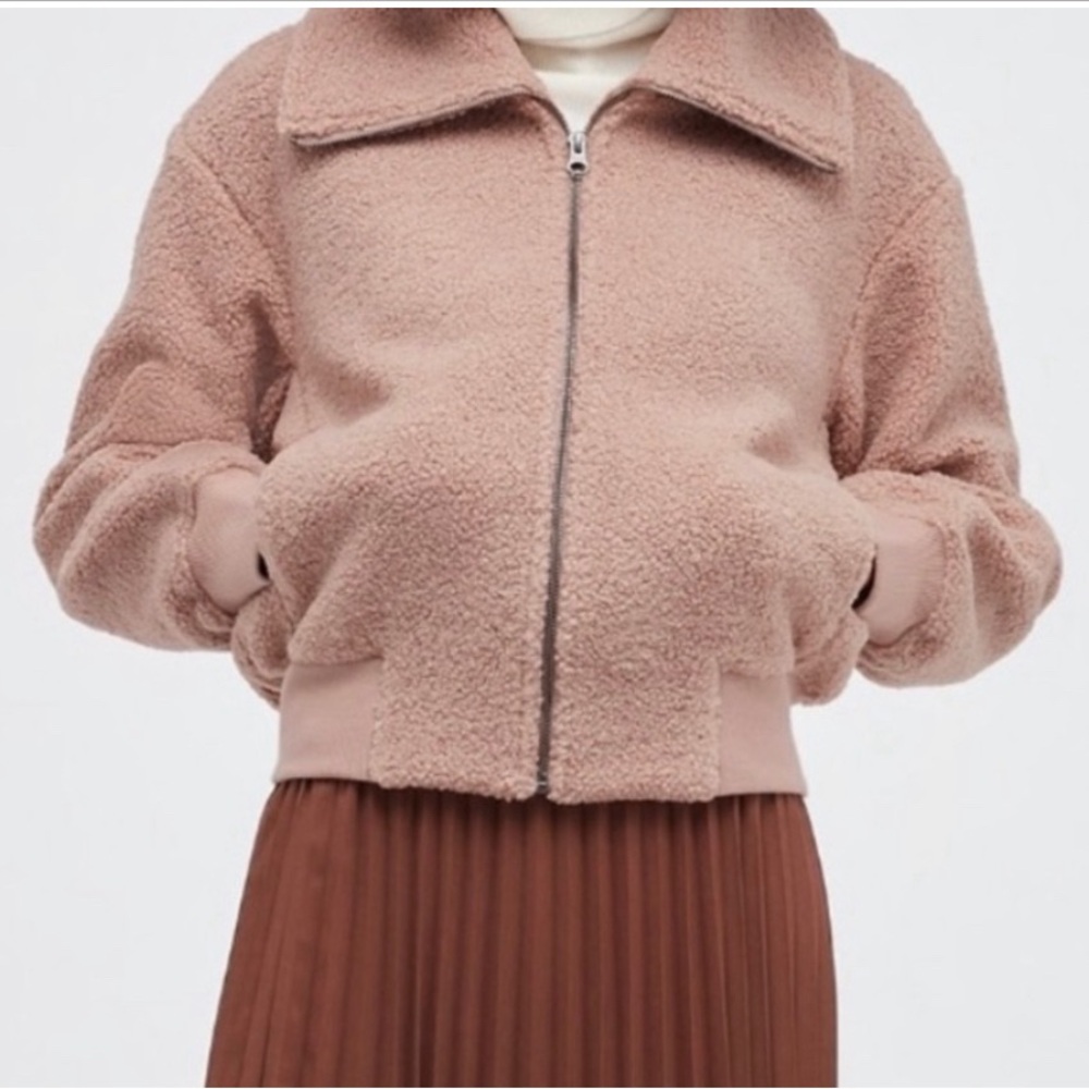 Fleece Lined Bomber Jacket with oversized collar
